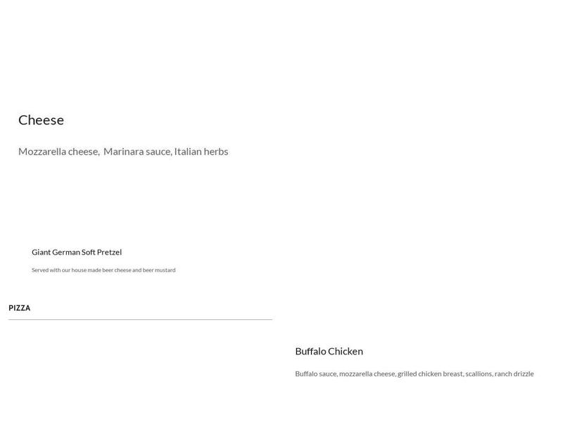 Daft Cow Brewery Menu