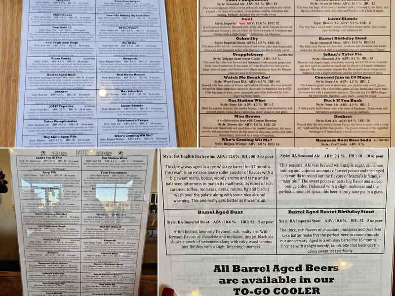 Bastet Brewing Menu