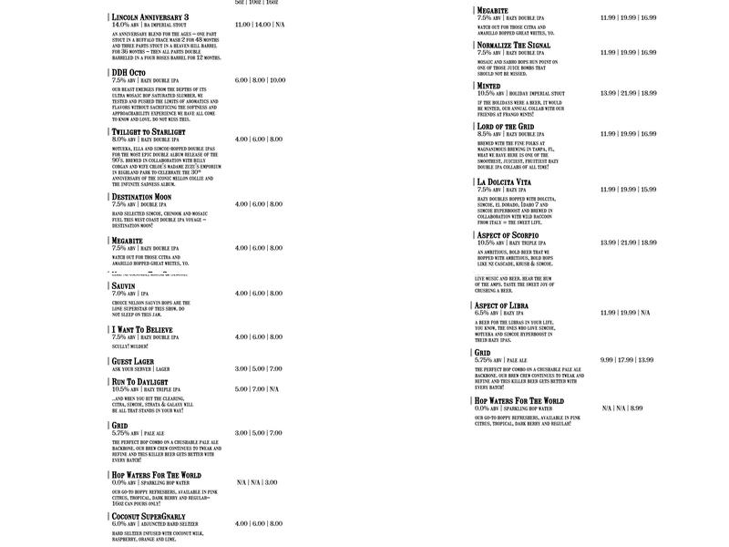 Hop Butcher For The World Menu