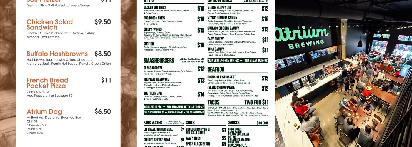 Atrium Brewing - Norton Commons Menu