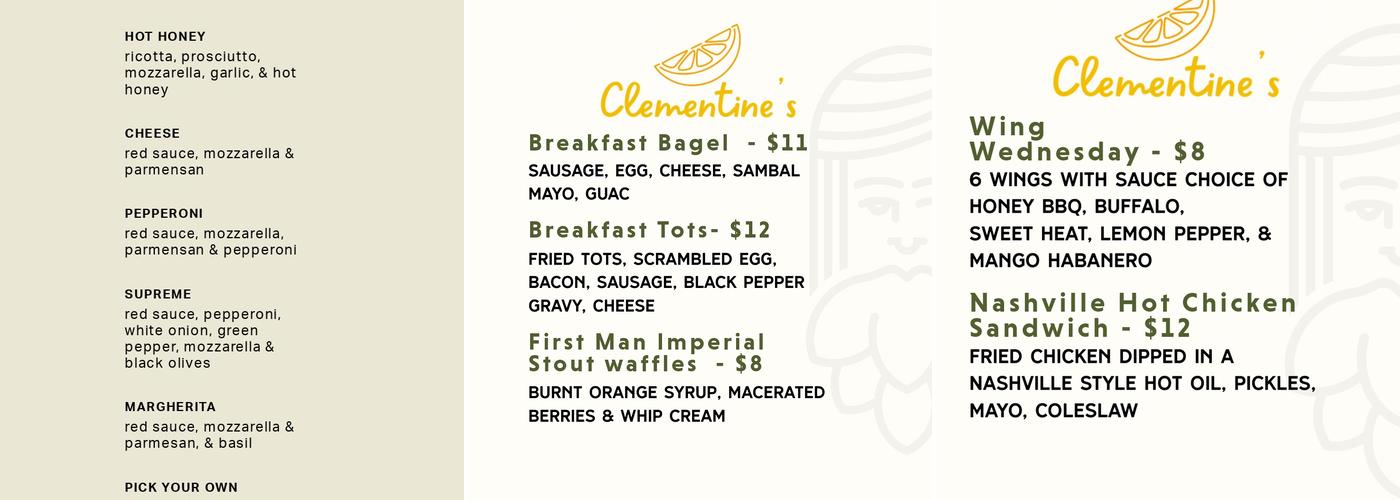 First Man Brewery Menu