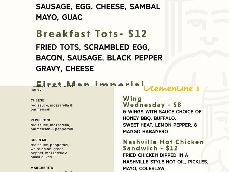 First Man Brewery Menu