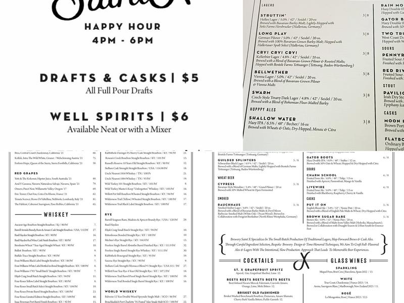 Brewery Saint X Menu