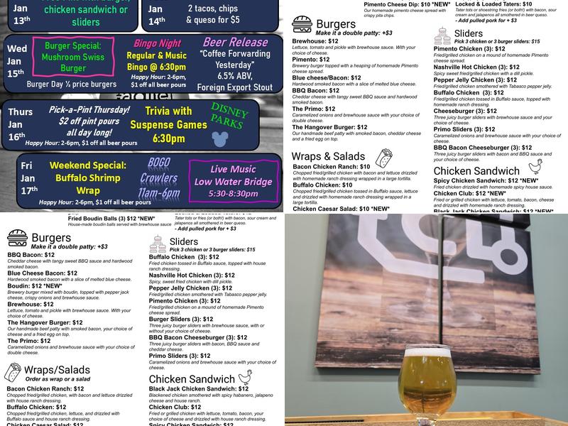 Agile Brewing Menu