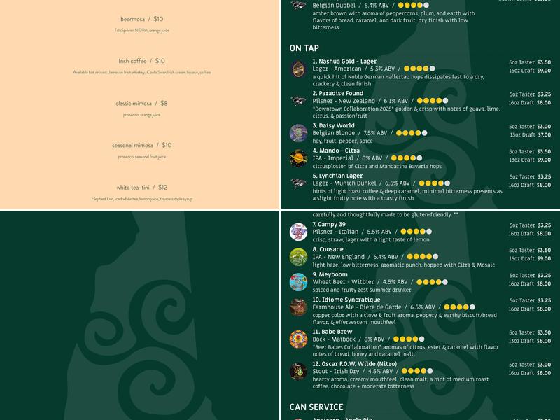 Talespinner Brewery (located at Rambling House Food & Gathering) Menu
