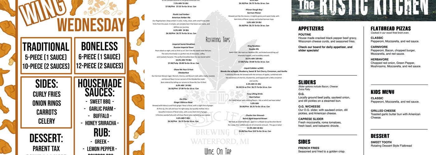 Rustic Leaf Brewing Company Menu
