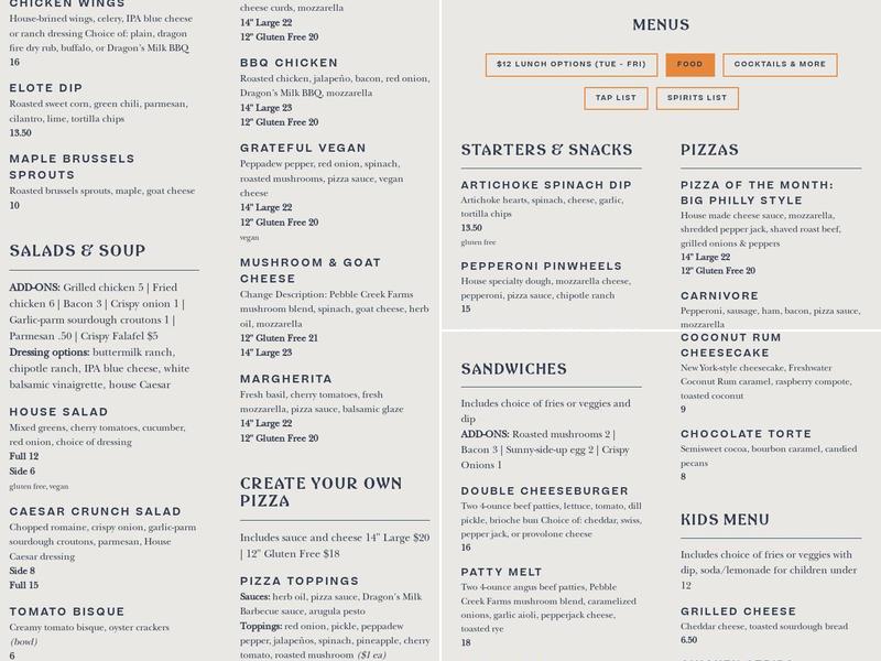 New Holland Brewing - Battle Creek Brewpub Menu