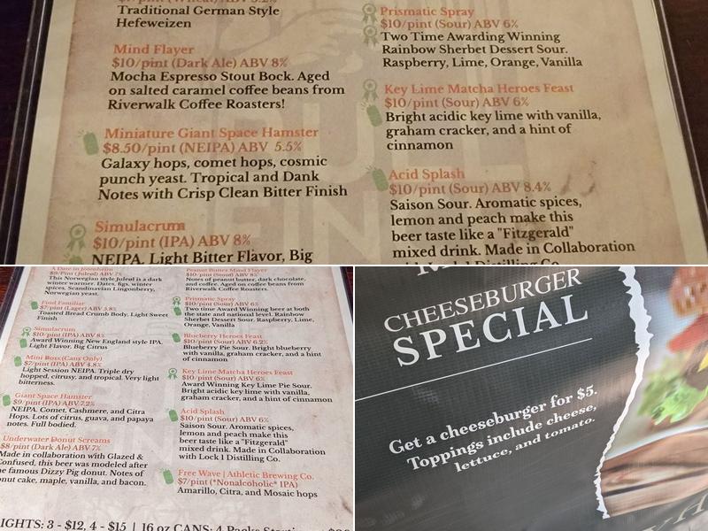 Bullfinch Brewpub Menu
