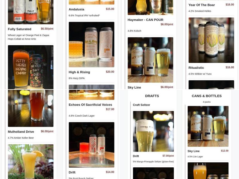 Petty Thieves Brewing Co Menu