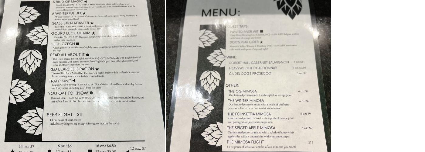 Neoteric brewing Menu