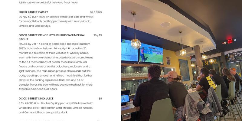 Dock Street Fishtown Menu