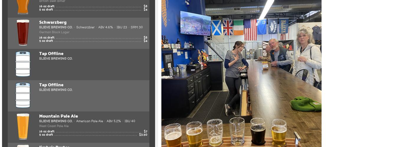 Slieve Brewing Company Menu