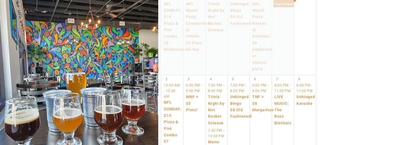 Unhinged Brewing Menu