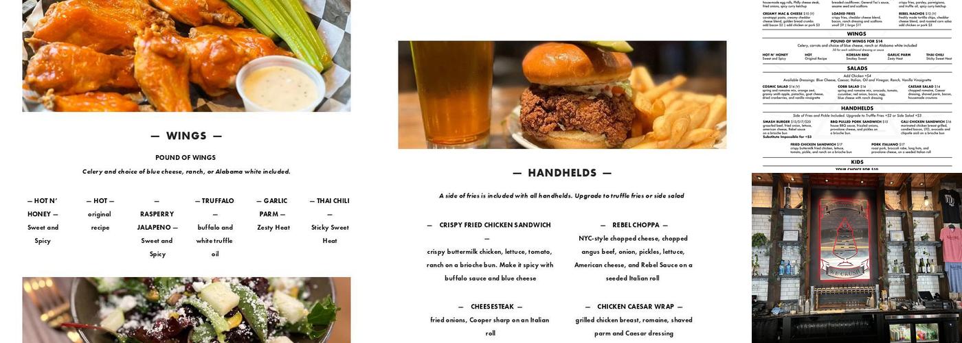 Rebel Hill Brewing Company - Brewery on Bridge Menu