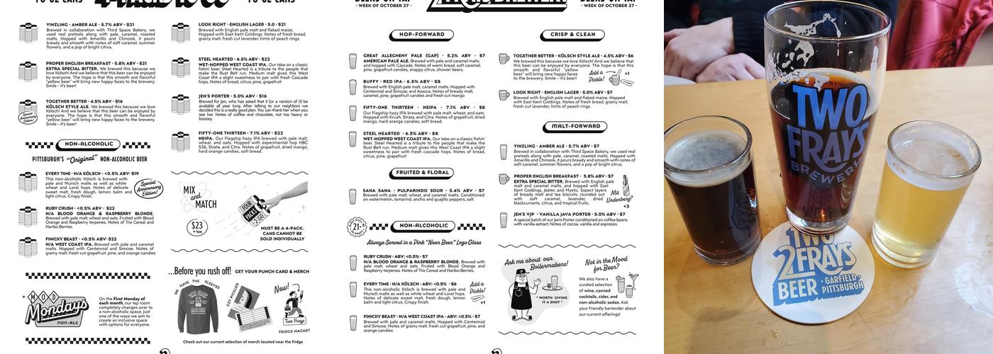 Two Frays Brewery Menu