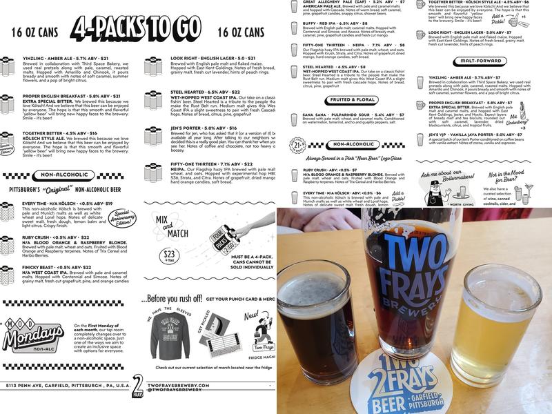 Two Frays Brewery Menu