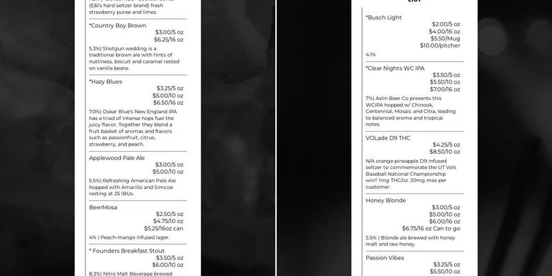 Ebony & Ivory Brewing Menu
