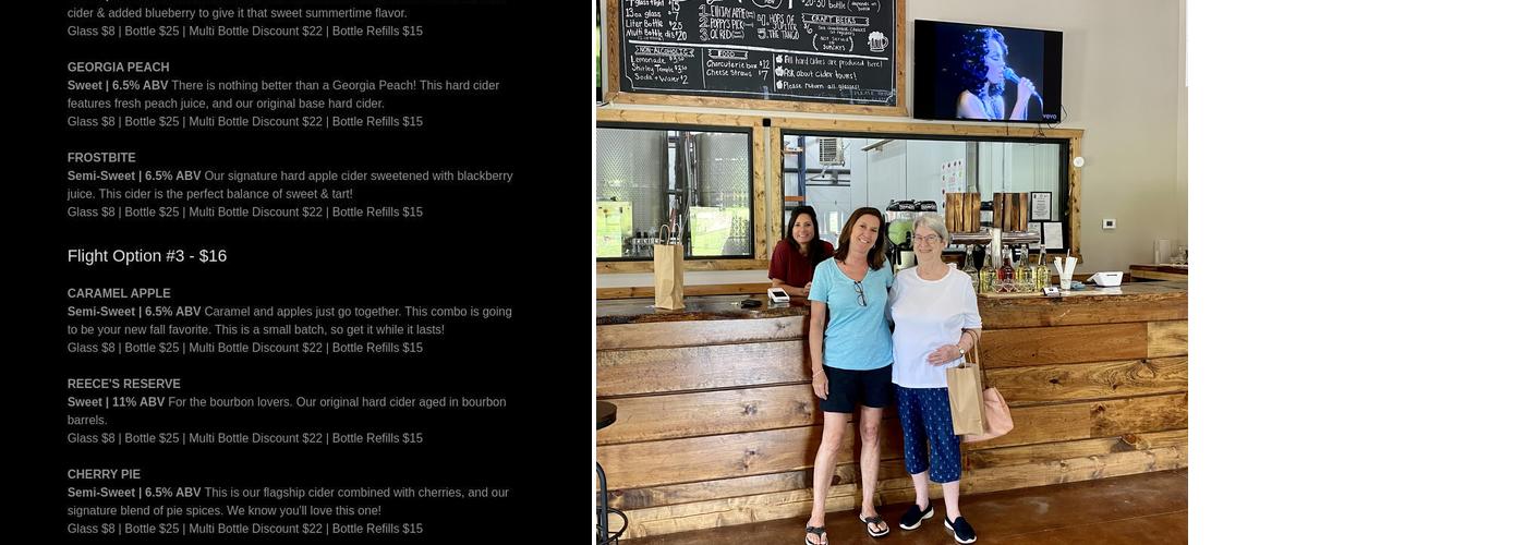 Reece’s Cider Company Menu