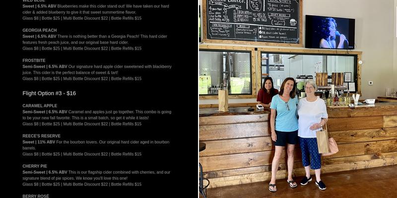 Reece’s Cider Company Menu