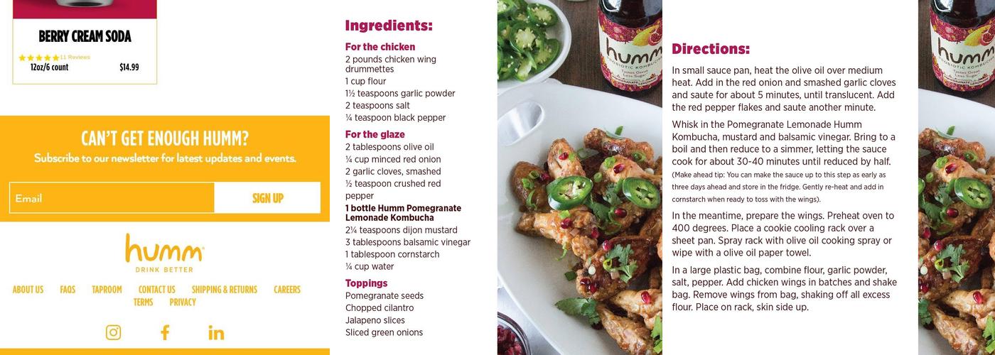 Humm Kombucha LLC Menu