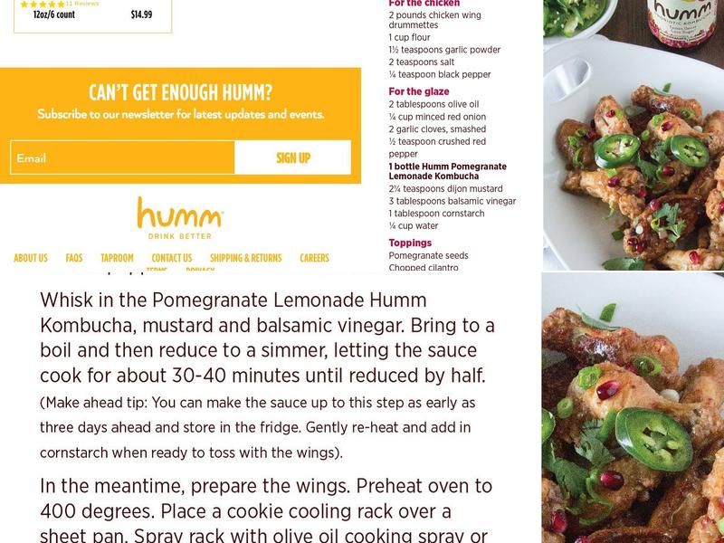 Humm Kombucha LLC Menu