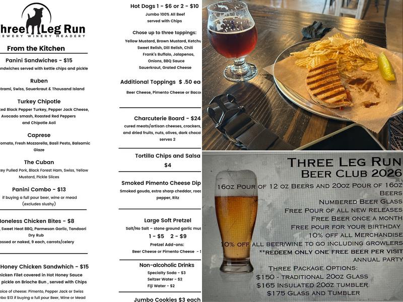 Three Leg Run Menu