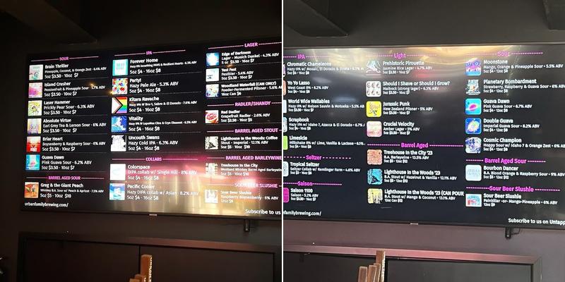 Urban Family Brewing Co. Menu