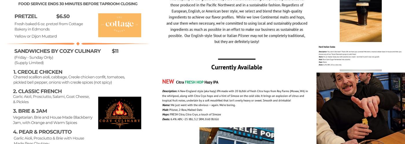 Wheelie Pop Brewing Menu