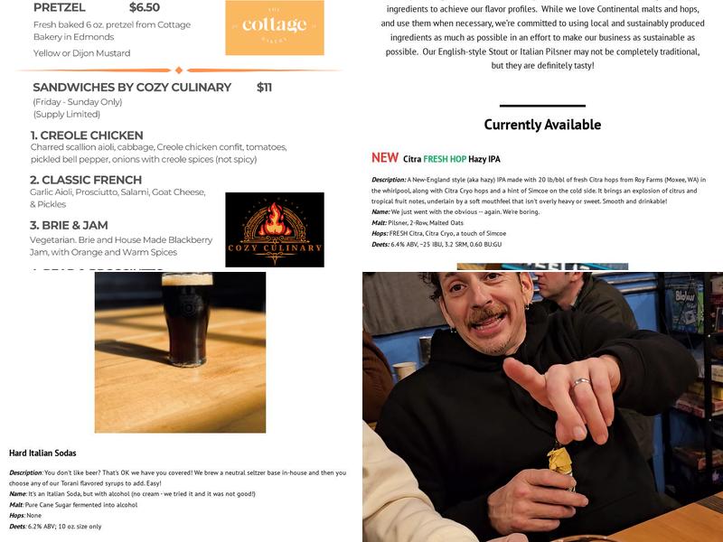 Wheelie Pop Brewing Menu