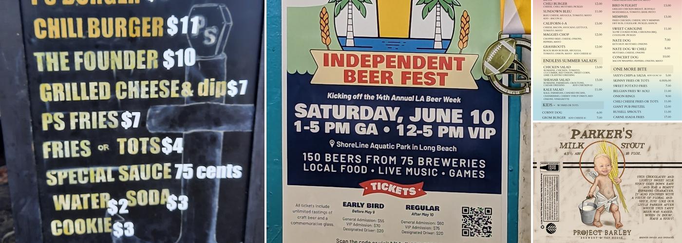 Project Barley Taps and Grill Menu