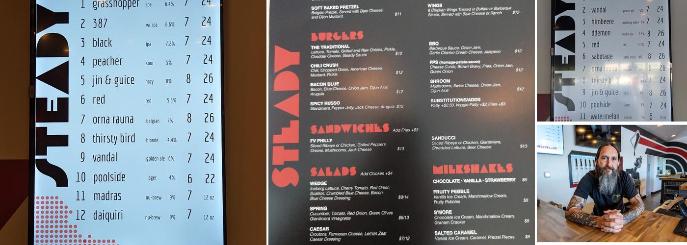 Steady Kitchen and Taps Menu