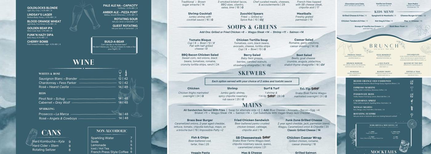 Brass Bear Uptown Menu