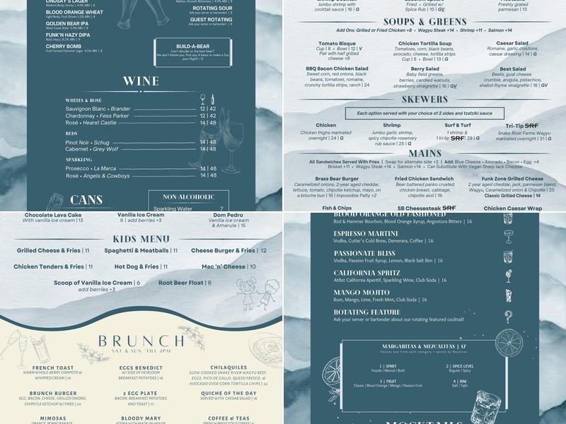 Brass Bear Uptown Menu