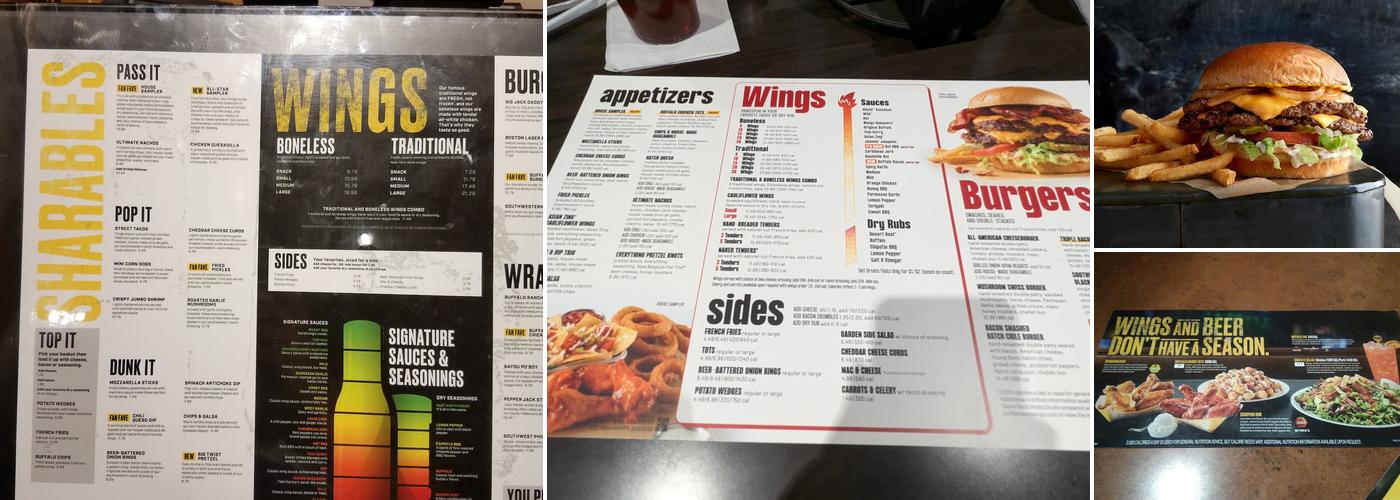 Buffalo Wild Wings Menu