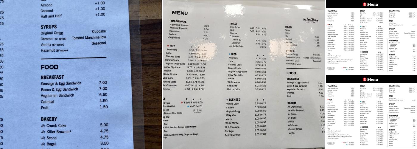 Boston Stoker Coffee Co. Menu