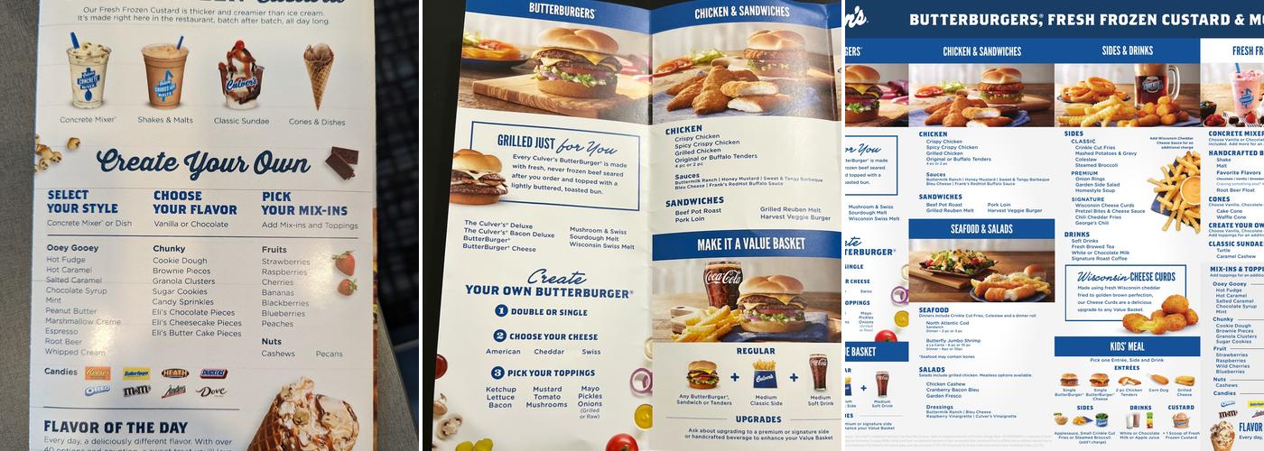 Culver’s Menu