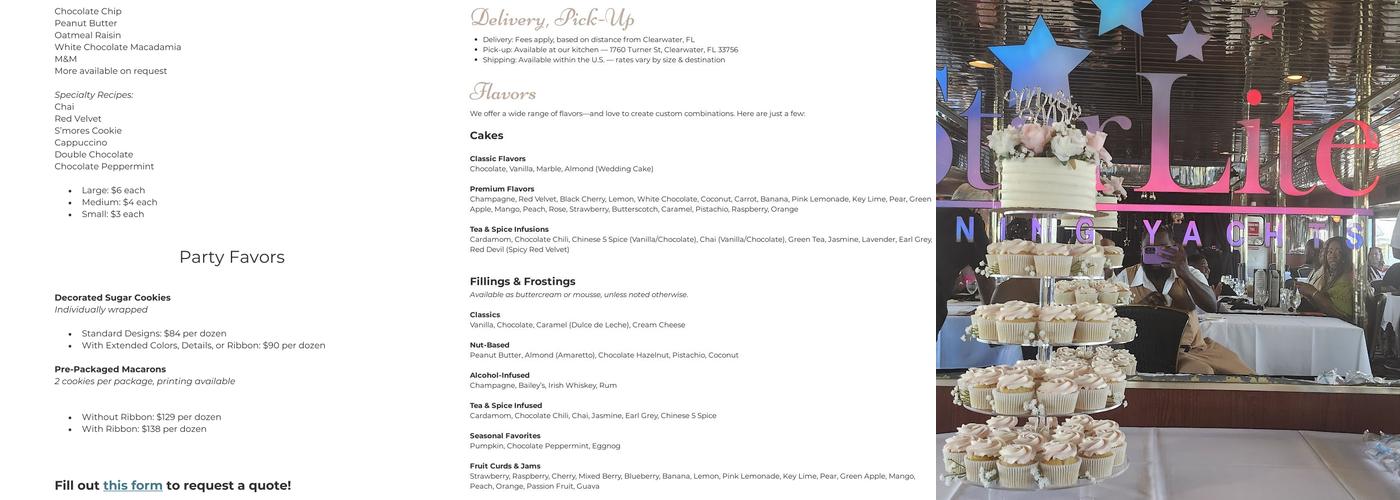 CaraMel's Bakery Menu