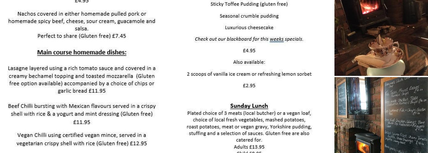 The Black Horse Menu