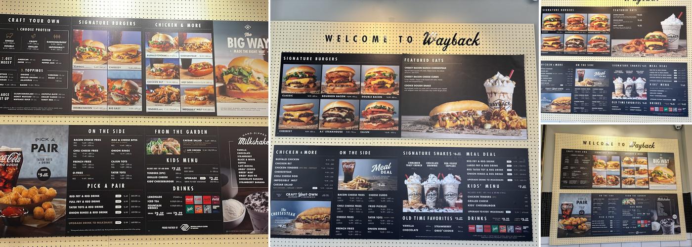 Wayback Burgers Menu