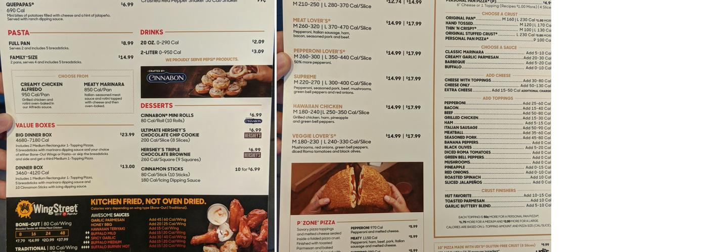 Pizza Hut Menu