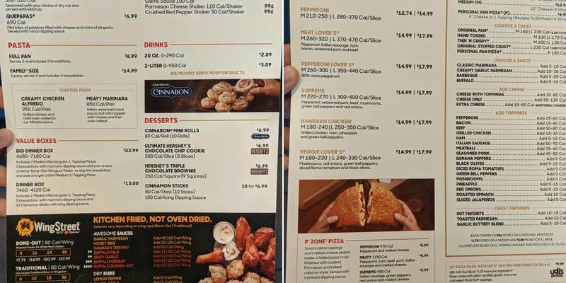 Pizza Hut Menu