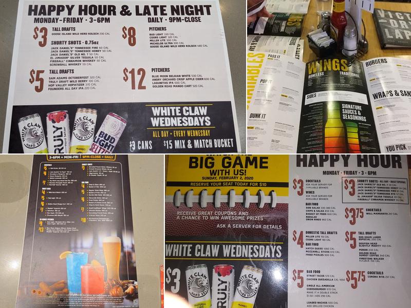 Buffalo Wild Wings Menu