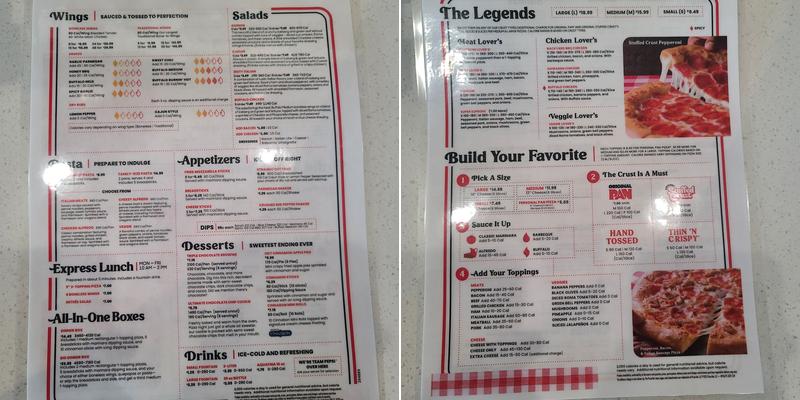Pizza Hut Menu