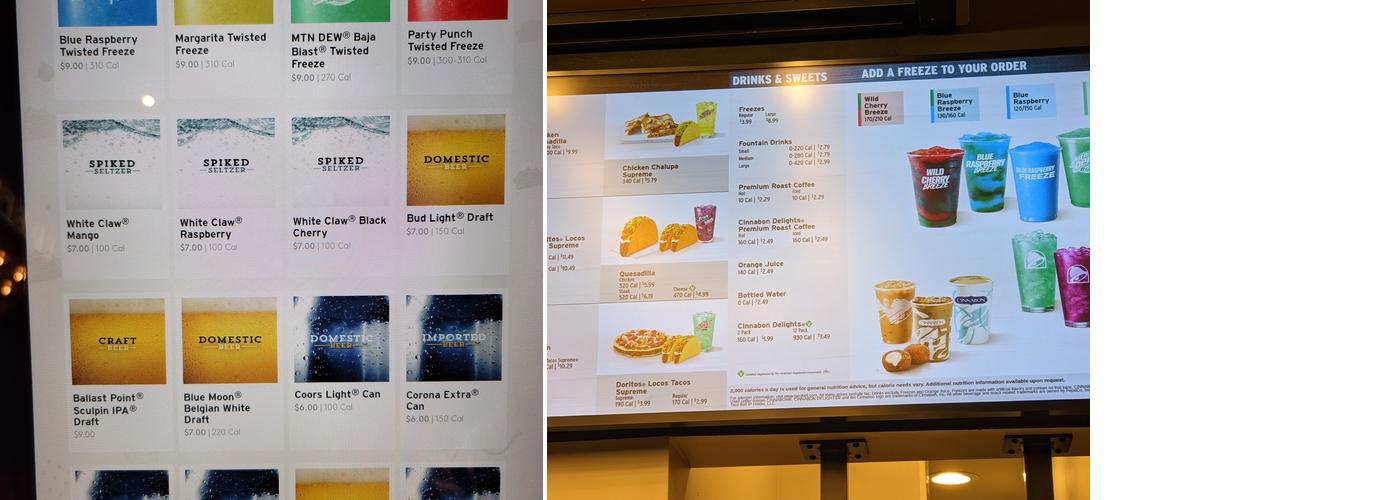 Taco Bell Cantina Menu