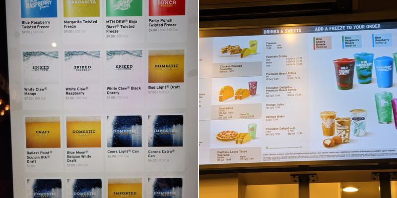 Taco Bell Cantina Menu