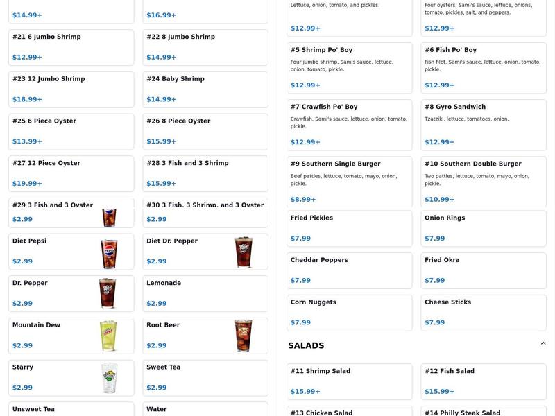 Sami’s southern kitchen & more Menu