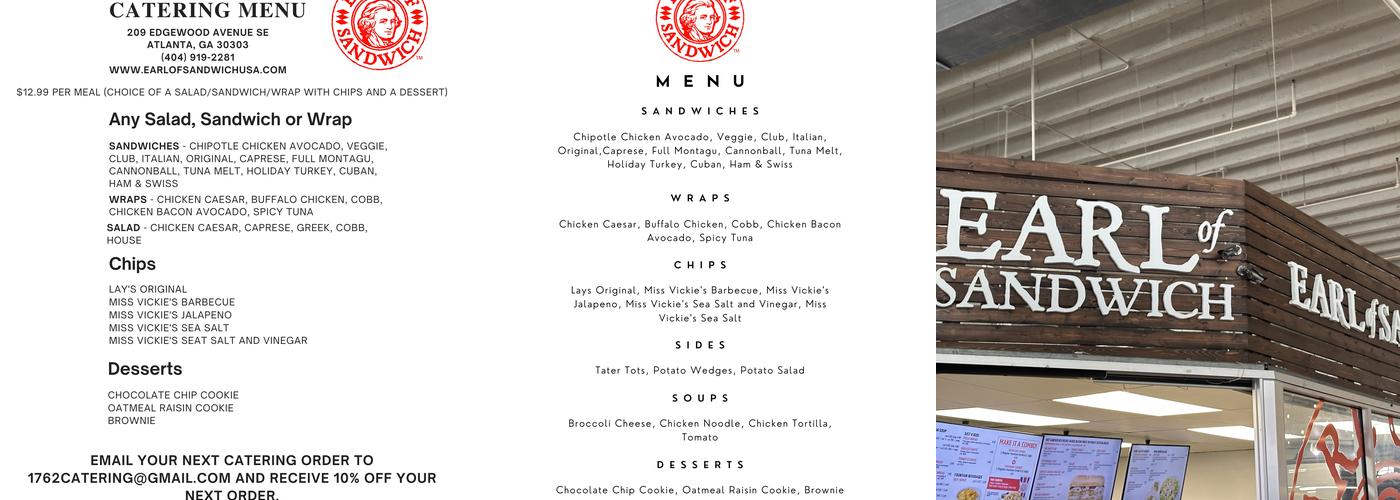 Earl of Sandwich Menu