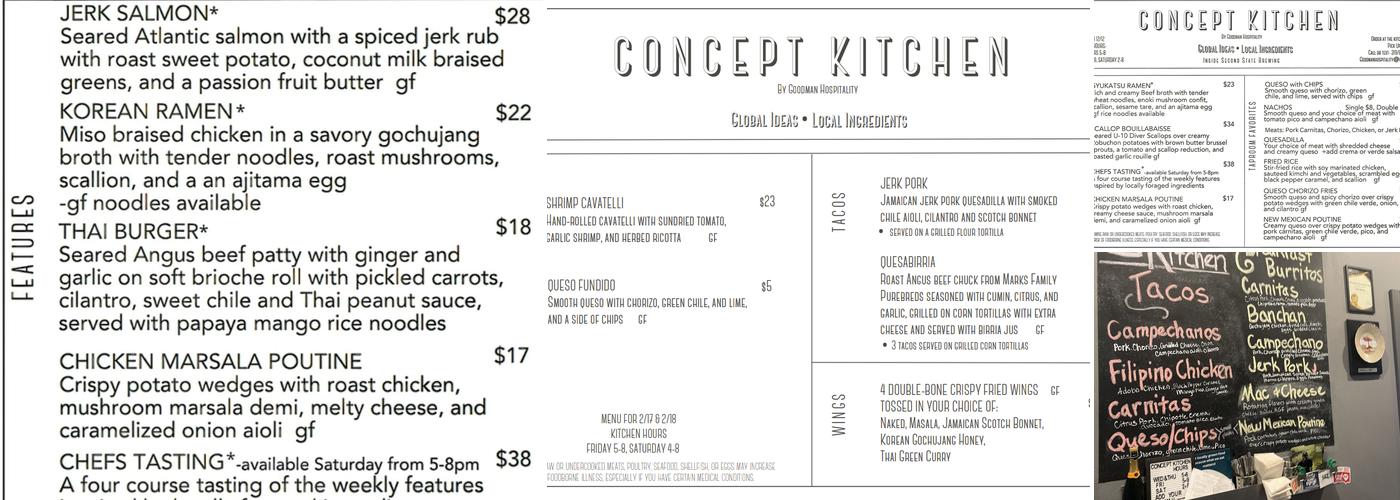 Concept Kitchen Menu