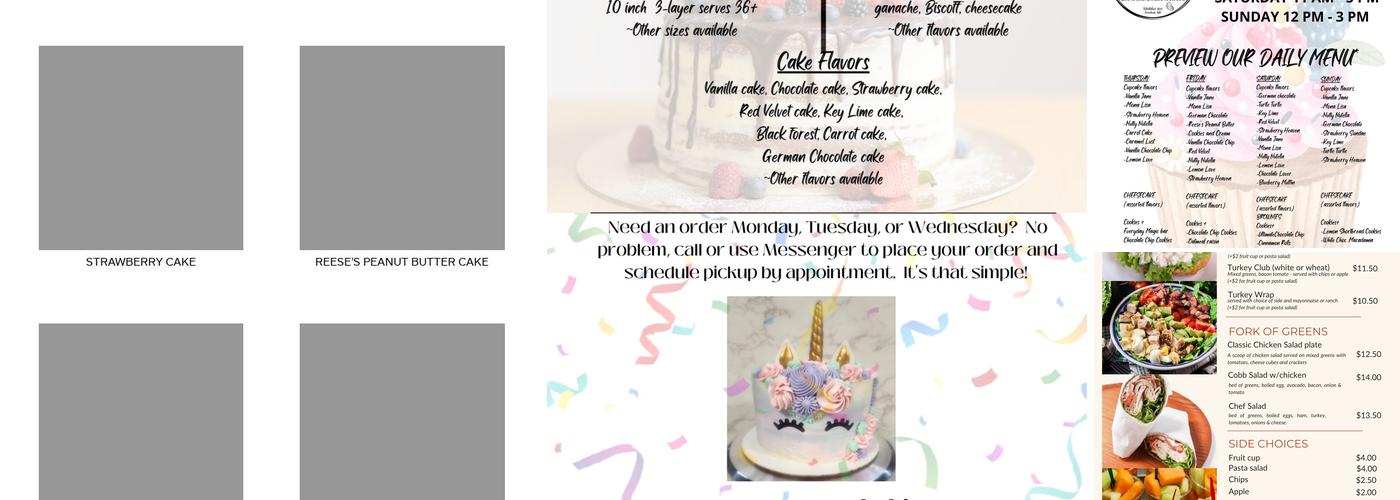 The Sweet Spot Baking Company, LLC Menu