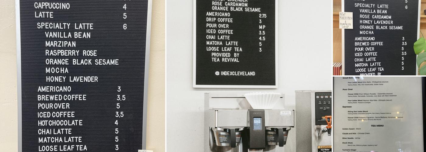 Index Coffee & Books Menu